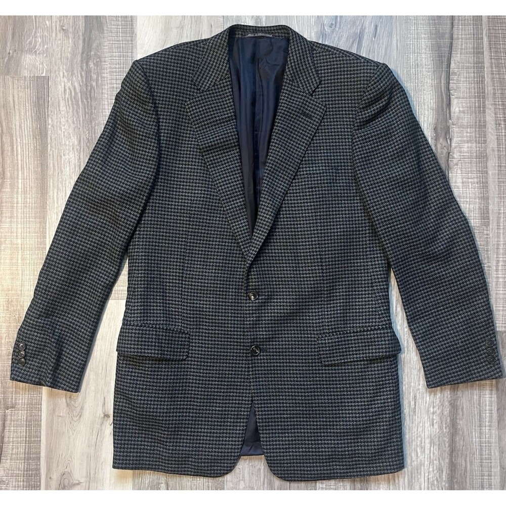 Ermenegildo Zegna Mens 54L / 44L Wool Sport Coat Black Gold Tweed Switzerland